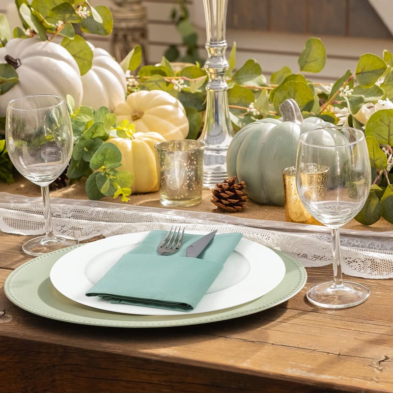 KOFFOTA Green Cloth Napkins Set of 6,Cotton Napkins 18 x18 inch,Fall Green Napkins for Dinner,Thanksgiving Decorations for Table, Washable,Soft,Thcik (sage) - Image 5